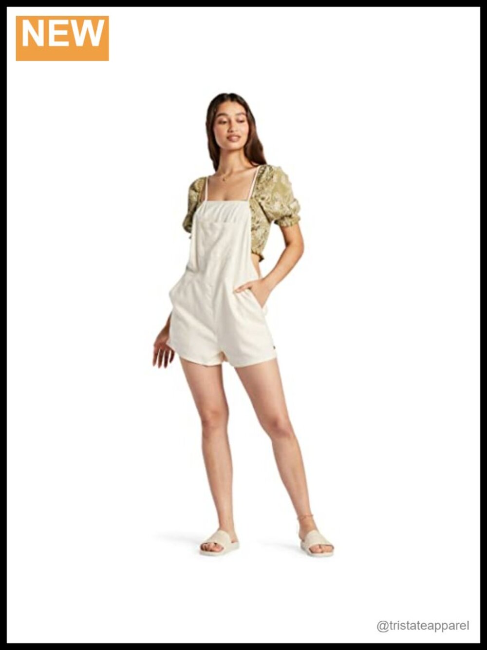 Roxy Fresh Set Romper Cotton Viscose Twill Adjustable Straps Side Pockets